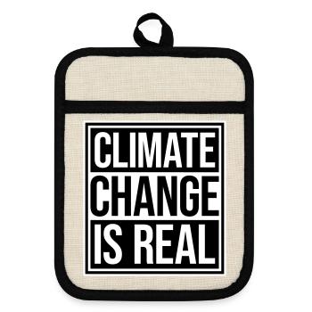 Climate Change Is Real Climate Change Science - Pot holders with rubber back - linen/black  - Front