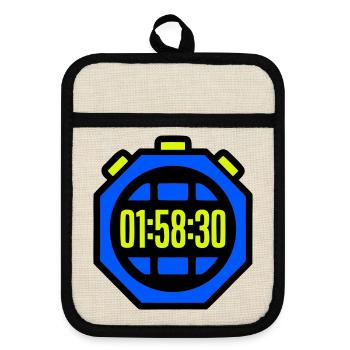Stopwatch Best Time Half Marathon - Pot holders with rubber back - linen/black  - Front