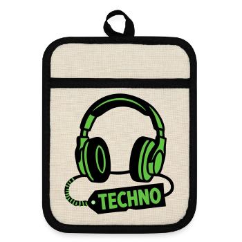 DJ Headphones Producteur du festival techno rave - Maniques avec dos en caoutchouc - lin/noir  - Devant