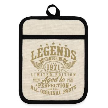1971 Jahrgang geboren Legenden Vintage Geburtstag - Topflappen mit Gummirückseite - Leinen/Schwarz  - Vorne