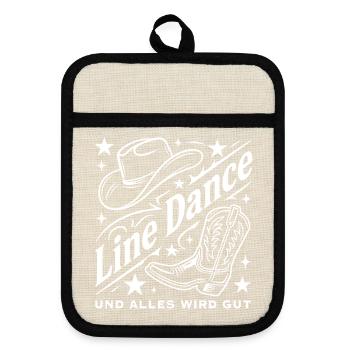 Line Dance Cowboyhut Stiefel Grafik - Topflappen mit Gummirückseite - Leinen/Schwarz  - Vorne