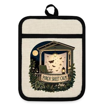 PORCH SHEET CALM - Pot holders with rubber back - linen/black  - Front