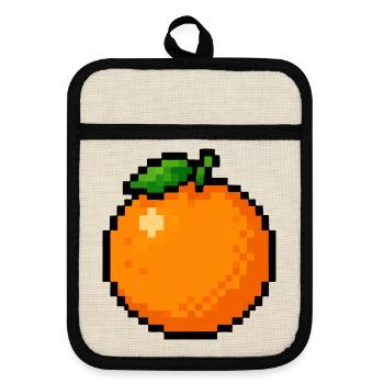 Pixel Orange - Topflappen mit Gummirückseite - Leinen/Schwarz  - Vorne