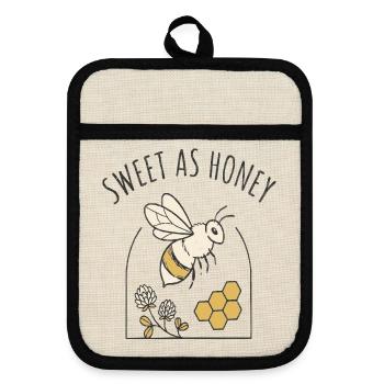 Süß wie Honig Bienenmotiv - Topflappen mit Gummirückseite - Leinen/Schwarz  - Vorne
