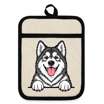 Alaskan Malamute - Topflappen mit Gummirückseite - Leinen/Schwarz  - Vorne