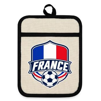 Frankreich Fußball - Topflappen mit Gummirückseite - Leinen/Schwarz  - Vorne