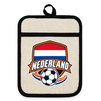 Niederlande Fußball - Topflappen mit Gummirückseite - Leinen/Schwarz  - Vorne