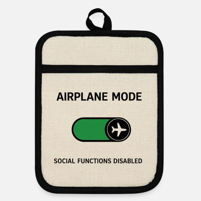 AIRPLANE MODE | Social Functions Disabled - Pot holders with rubber back - linen/black