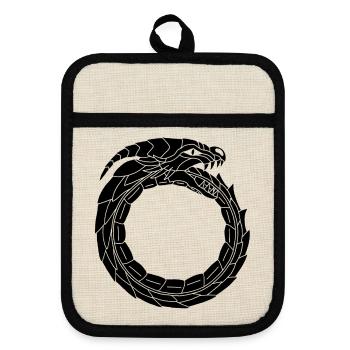 Devouring Black Dragon - Pot holders with rubber back - linen/black  - Front