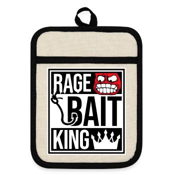 Rage Bait King en ligne Troll Attention Fun - Maniques avec dos en caoutchouc - lin/noir  - Devant