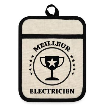 Meilleur Électricien : Le Trophée de la Qualité - Maniques avec dos en caoutchouc - lin/noir  - Devant