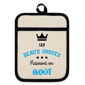Cadeau naissance bébé garçon Août Beaux Gosses BG - Maniques avec dos en caoutchouc - lin/noir  - Devant