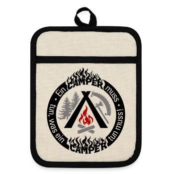 Drôle de camping-car : configuration individuelle 3 couleurs - Maniques avec dos en caoutchouc - lin/noir  - Devant