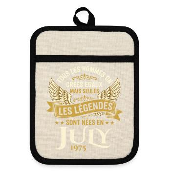 Légende Née En Juillet 1975 Anniversaire - Maniques avec dos en caoutchouc - lin/noir  - Devant