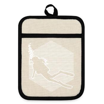 Geschenkidee für die Freediverin mit Scuba Diving - Topflappen mit Gummirückseite - Leinen/Schwarz  - Vorne