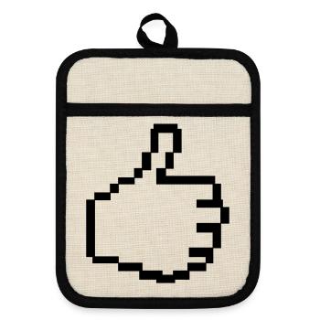 Pixel Like Hand - Topflappen mit Gummirückseite - Leinen/Schwarz  - Vorne