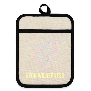 Wolf Neon Wilderness - Topflappen mit Gummirückseite - Leinen/Schwarz  - Vorne