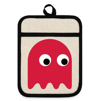 Game Classics Ghost - Pot holders with rubber back - linen/black  - Front