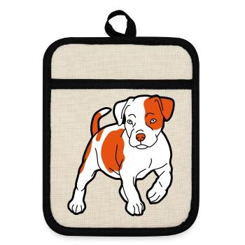 american staffordshire terrier - Pot holders with rubber back - linen/black  - Front