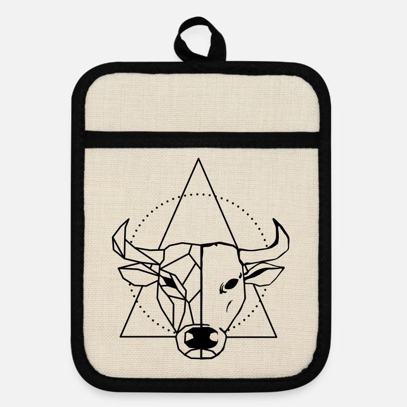 Ox - Pot holders with rubber back - linen/black 