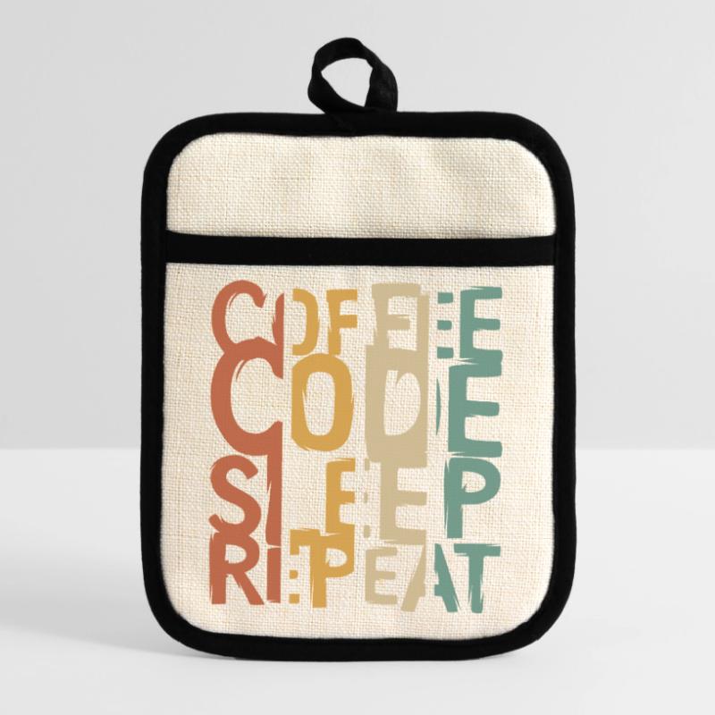 Coffee Code Sleep Repeat – Developer Design Pot holders with rubber back
