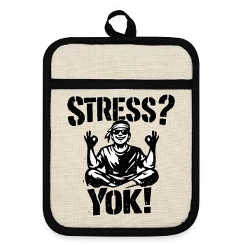 Stress? Yok! | Türkisches Stencil Streetwear Desig - Topflappen mit Gummirückseite - Leinen/Schwarz  - Vorne