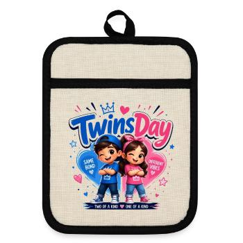 TwinsDay Gemini Vibes - Pot holders with rubber back - linen/black  - Front