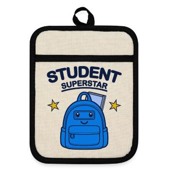Studenten-Superstar-Design - Topflappen mit Gummirückseite - Leinen/Schwarz  - Vorne