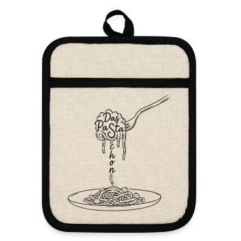 Das Pasta schon - Topflappen mit Gummirückseite - Leinen/Schwarz  - Vorne