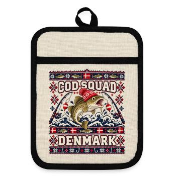 Ugly Christmas Cod Squad Denmark Fischdesign - Topflappen mit Gummirückseite - Leinen/Schwarz  - Vorne