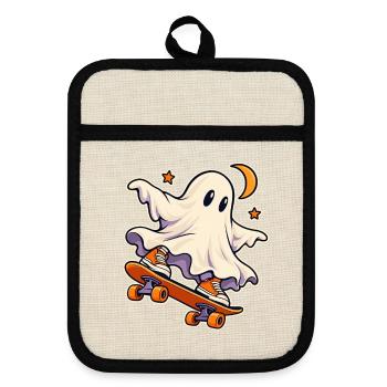 Skateboard Sprite - Topflappen mit Gummirückseite - Leinen/Schwarz  - Vorne