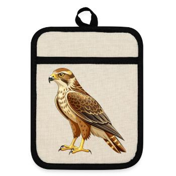 Rotschwanzbussard - Topflappen mit Gummirückseite - Leinen/Schwarz  - Vorne
