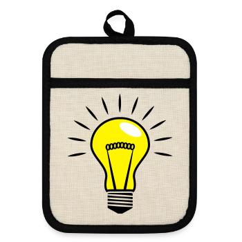 Light bulb Comic Vector 3 Color customizable - Pot holders with rubber back - linen/black  - Front