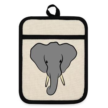 Elephant Head Minimalist - Pot holders with rubber back - linen/black  - Front