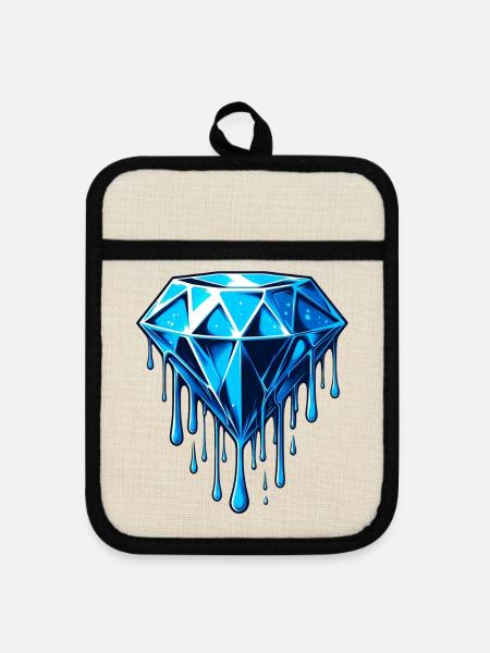 Diamant - Topflappen mit Gummirückseite - Leinen/Schwarz