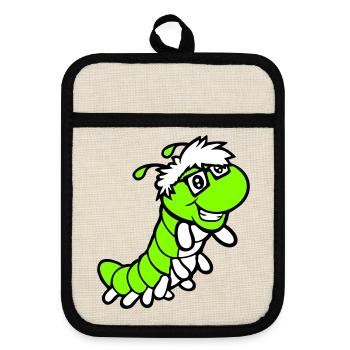 Nerd Caterpillar Intelligent Geek Worm Horn-rimmed Glasses Smart - Pot holders with rubber back - linen/black  - Front
