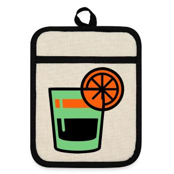 Cocktail Glass Logo - Pot holders with rubber back - linen/black  - Front