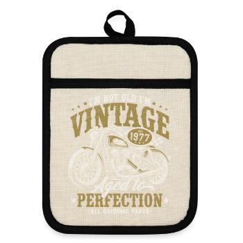 Cadeau d’anniversaire de moto vintage vintage 1977 - Maniques avec dos en caoutchouc - lin/noir  - Devant