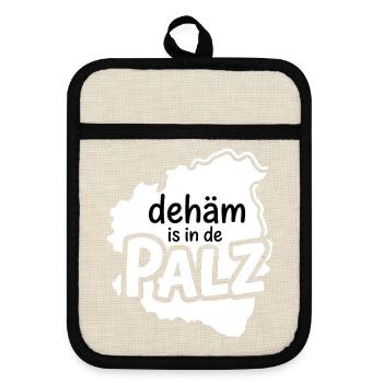 Pfalz Dialekt Karte zuhause ist in der pfalz - Topflappen mit Gummirückseite - Leinen/Schwarz  - Vorne