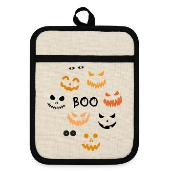 Halloween - Topflappen mit Gummirückseite - Leinen/Schwarz  - Vorne