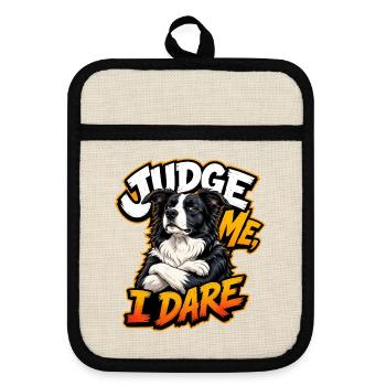 Border Collie - Topflappen mit Gummirückseite - Leinen/Schwarz  - Vorne