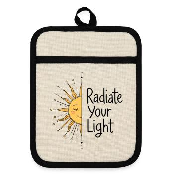  Sonne Spirituell Spruch - Topflappen mit Gummirückseite - Leinen/Schwarz  - Vorne