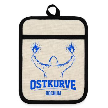Ostkurve Hoodie Design für Bochum Fußballfans - Topflappen mit Gummirückseite - Leinen/Schwarz  - Vorne