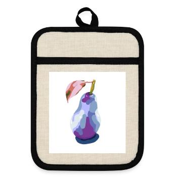 Pear in Pastels Abstract - Pot holders with rubber back - linen/black  - Front