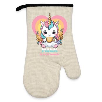 Licorne au lait sucré - Gant de cuisine avec revêtement en caoutchouc - lin/noir  - Devant