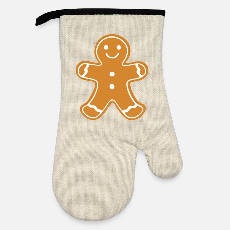 Gingerbread Man Classic Gingerbread Man - Oven glove with rubber coating - linen/black 