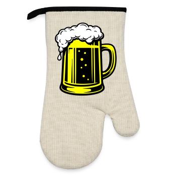 Bierkrug Symbol Bier - Ofenhandschuh mit Gummibeschichtung - Leinen/Schwarz  - Vorne