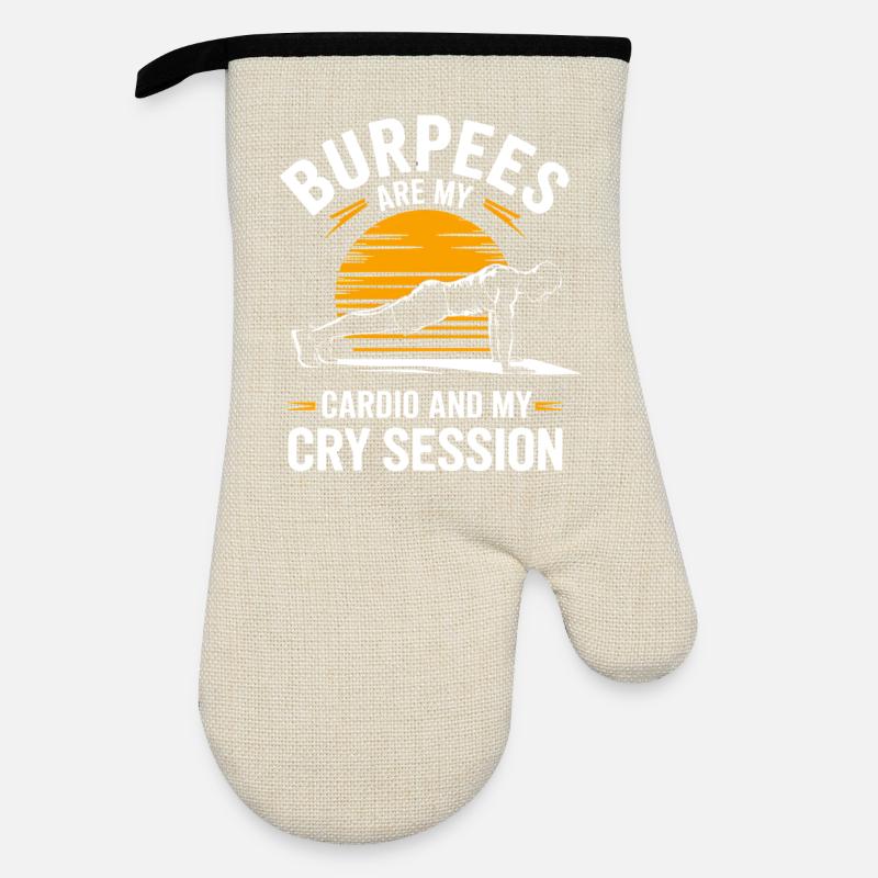 Burpees Instructor Quotes for Gym Workout - Ofenhandschuh mit Gummibeschichtung - Leinen/Schwarz
