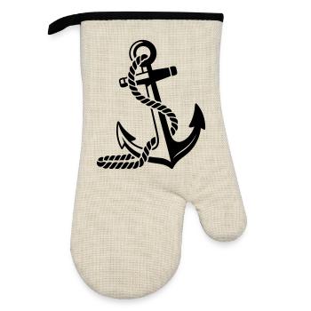 Anker - Ofenhandschuh mit Gummibeschichtung - Leinen/Schwarz  - Vorne