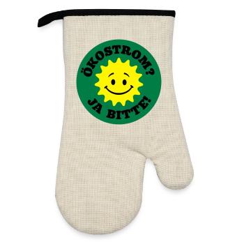 green power yes please, nuclear power no thanks, - Oven glove with rubber coating - linen/black  - Front